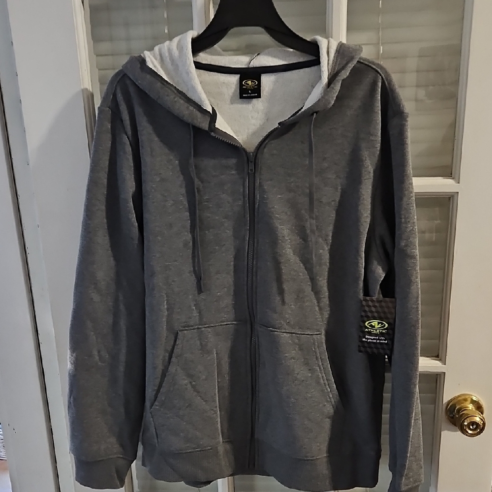 NWT Athletic Works Gray Hoodie Jacket. Sz Large. Unisex
